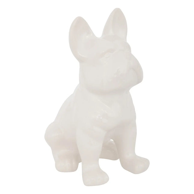Objeto decorativo Bulldog de cerámica blanca A22cm - 168329D