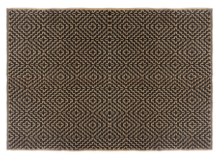 Alfombra decorativa en Yute natural y algodón negro 120x170cm - 168801J