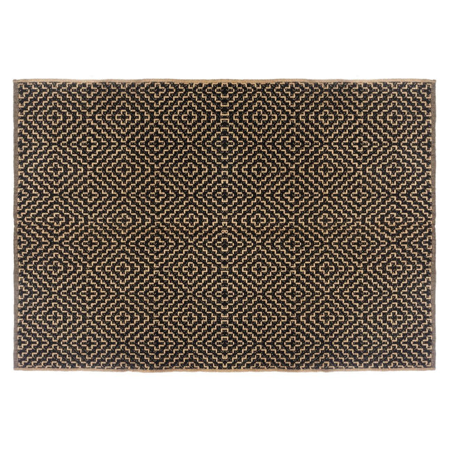 Alfombra decorativa en Yute natural y algodón negro 120x170cm - 168801J