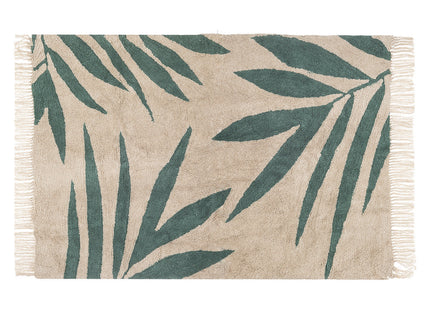 Alfombra decorativa de algodón tufting con palmeras y flecos 118x170 - 168845C