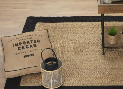 Alfombra de yute 120x170 borde negro - 168857J