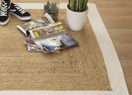 Alfombra de yute 120x170 borde blanco - 168857Z
