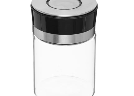 Pote de cristal y acero inoxidable con tapa "Push" 1L - 169214