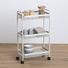 Carro de cocina de metal blanco 3 cestas de almacenaje - 169233A