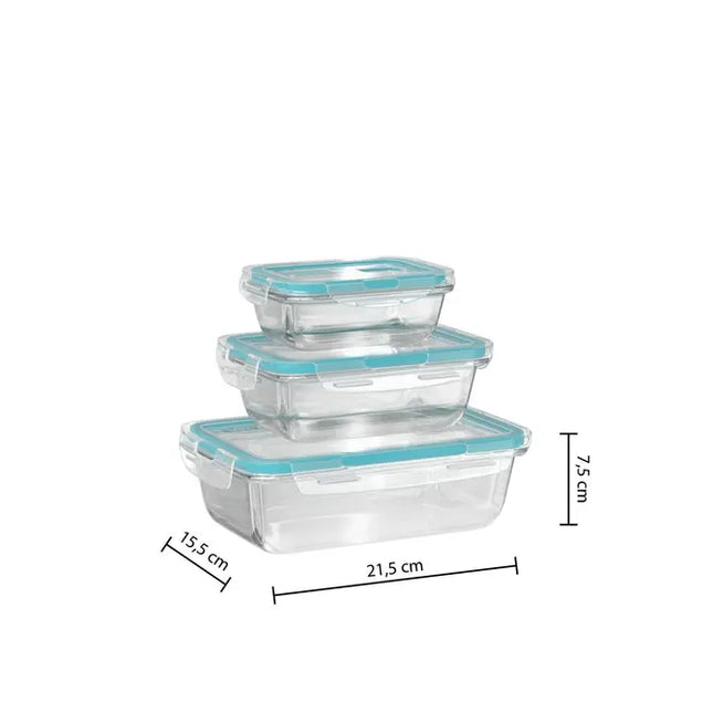Juego de 3 potes rectangulares de vidrio con clip "Clipeat" - 169281