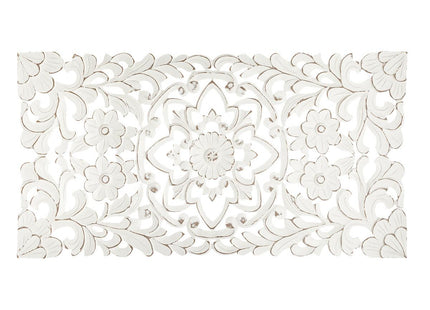 Deco pared en madera MDF tallada blanca con efecto envejecido 85x45 - 169399