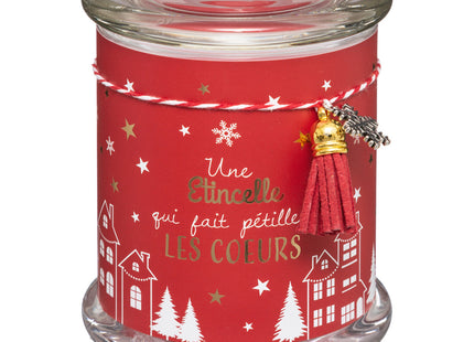 Tarro de vidrio impreso con velas perfumadas y decoración 265gr  - 169563