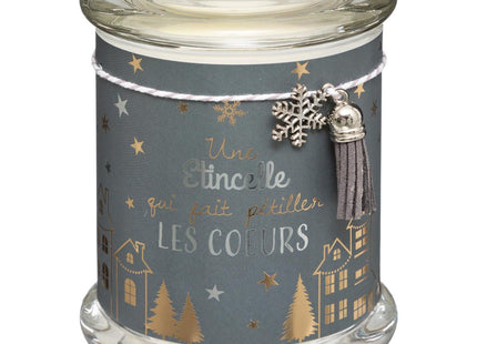 Tarro de vidrio impreso con velas perfumadas y decoración 265gr  - 169563