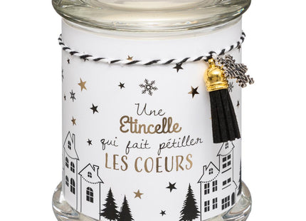 Tarro de vidrio impreso con velas perfumadas y decoración 265gr  - 169563