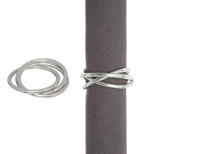 Porta servilleta "Círculo" de metal dorado/plateado x2  - 170166