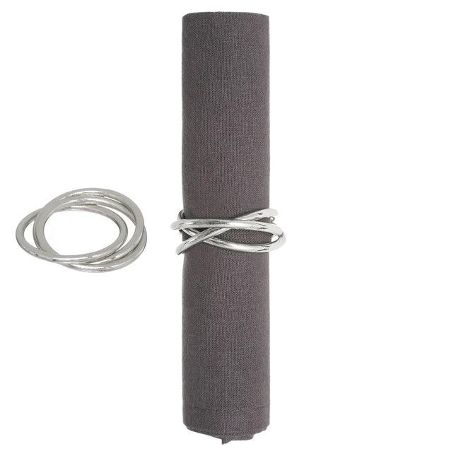 Porta servilleta "Círculo" de metal dorado/plateado x2  - 170166