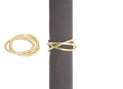 Porta servilleta "Círculo" de metal dorado/plateado x2  - 170166