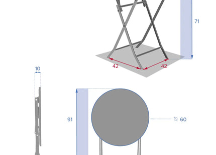 Mesa de jardín plegable redonda "Greensboro" granada 2 plazas - 171118