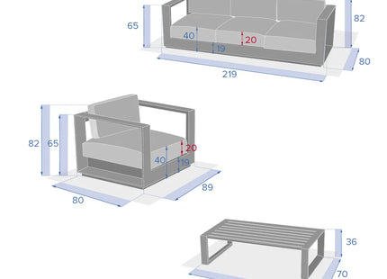 Mueble de jardín de 5 piezas "Allure" blanco - 171347A