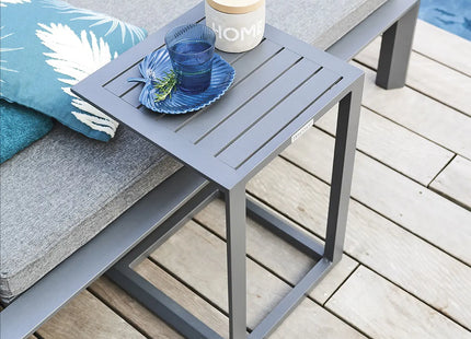 Mesa auxiliar de jardín cuadrada "Evasion" grafito 38x38cm en aluminio tratado - 171452A