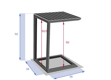 Mesa auxiliar de jardín cuadrada "Evasion" grafito 38x38cm en aluminio tratado - 171452A
