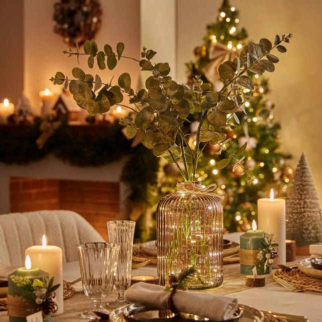 Rama de Eucalipto con Lentejuelas Flocadas 98 cm - 172185B