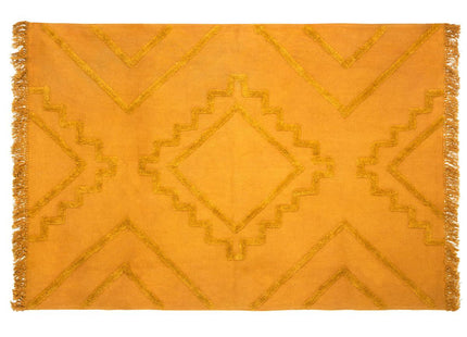 Alfombra capitoné "Inca" de algodón mostaza 120x170 - 172464R