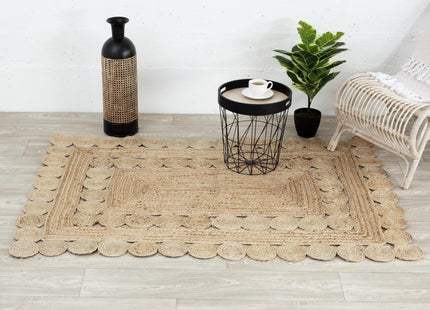 Alfombra decorativa calada de yute natural 120x170 - 172475