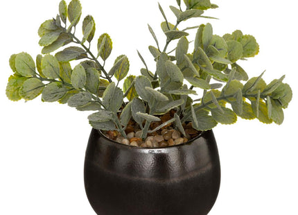 Flor artificial en maceta de cerámica negra con efecto reactivo - 173037