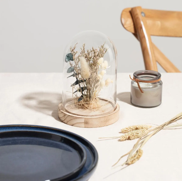 Flor decorativa en campana de vidrio A17cm - 173040A