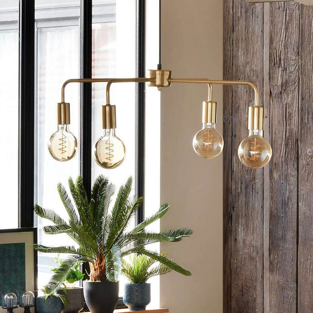 Lámpara suspendida "Keli" en metal dorado 4 Cabezas D69cm -  173264