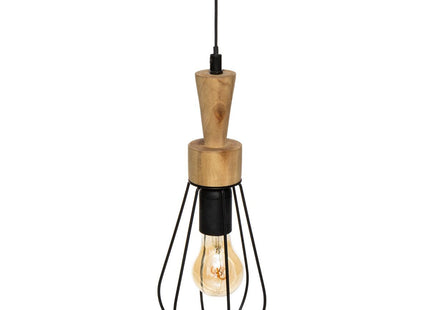 Lámpara "Aisy" de madera y metal negro A36cm - 173290