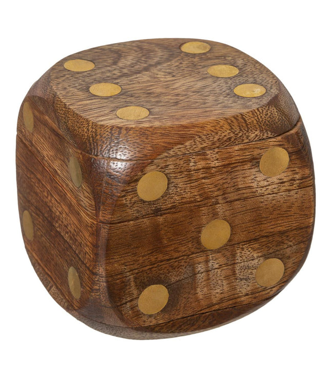 Juego de 5 dados en caja en forma de dados de mango y latón - 173479