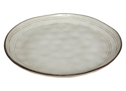 Plato llano de cerámica D26 decoración floral blanco - 173540A