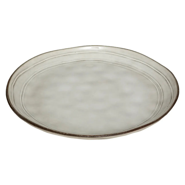 Plato llano de cerámica D26 decoración floral blanco - 173540A