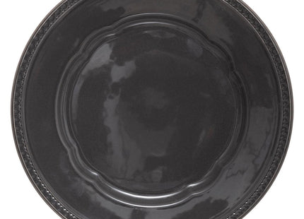 Plato llano de loza D27 negra "Decoración gitana" - 173551B