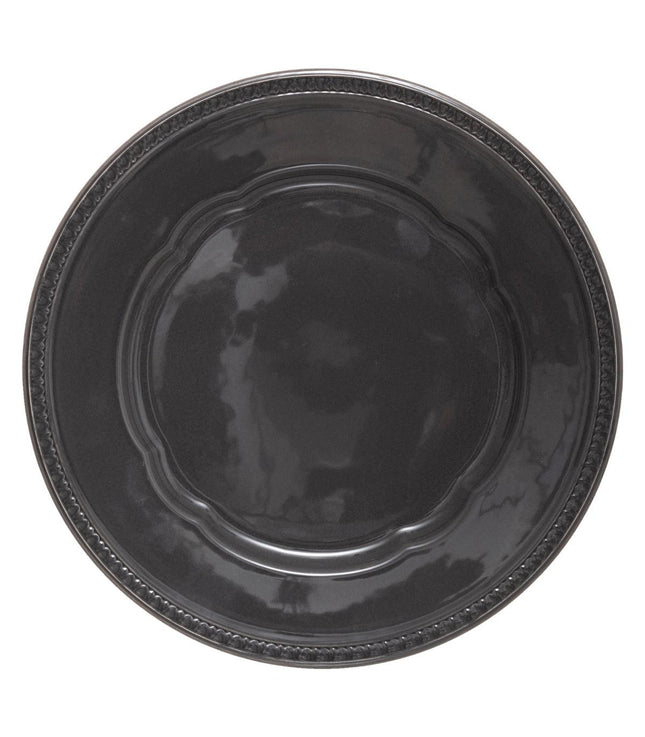 Plato llano de loza D27 negra "Decoración gitana" - 173551B