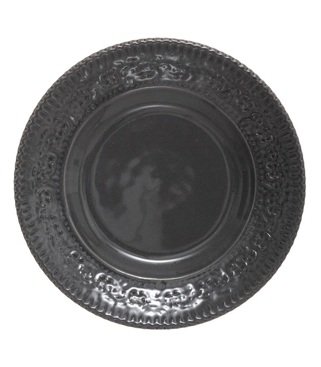 Plato de postre de loza gris "Decoración Gitana" D22 - 173552