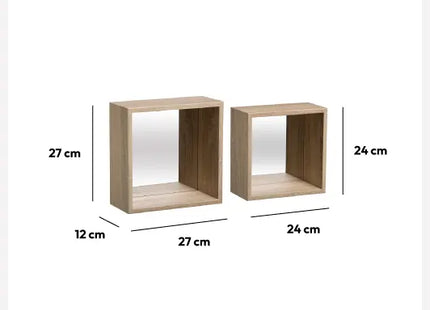 2 estantes de pared  “Fixy” tipo cubo efecto roble con espejo - 173680
