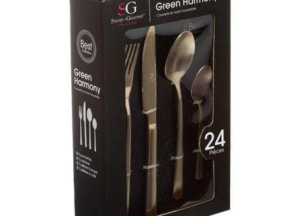 Juego de cubiertos de acero inoxidable "Green H" de 24 piezas - 173746