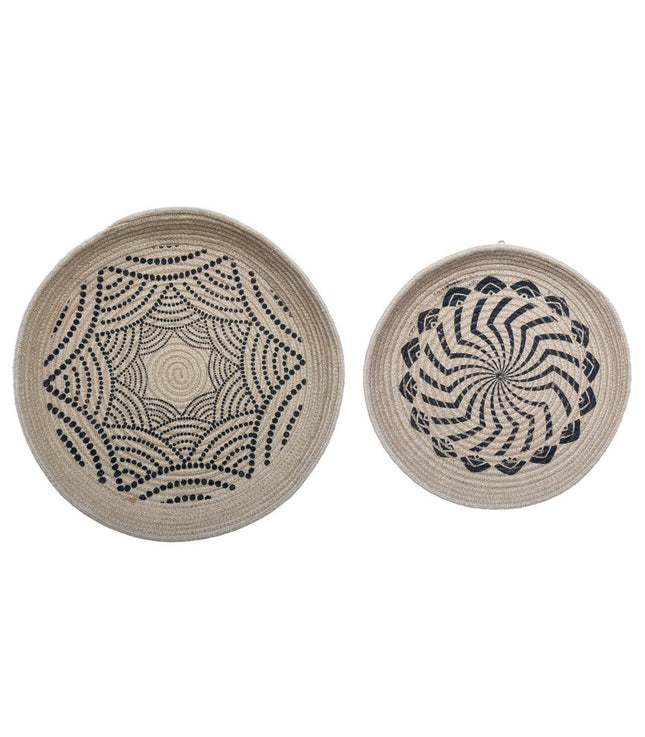 Set 2 cestas decorativas de pared de yute D 48,5 y D 38,5 - 173892