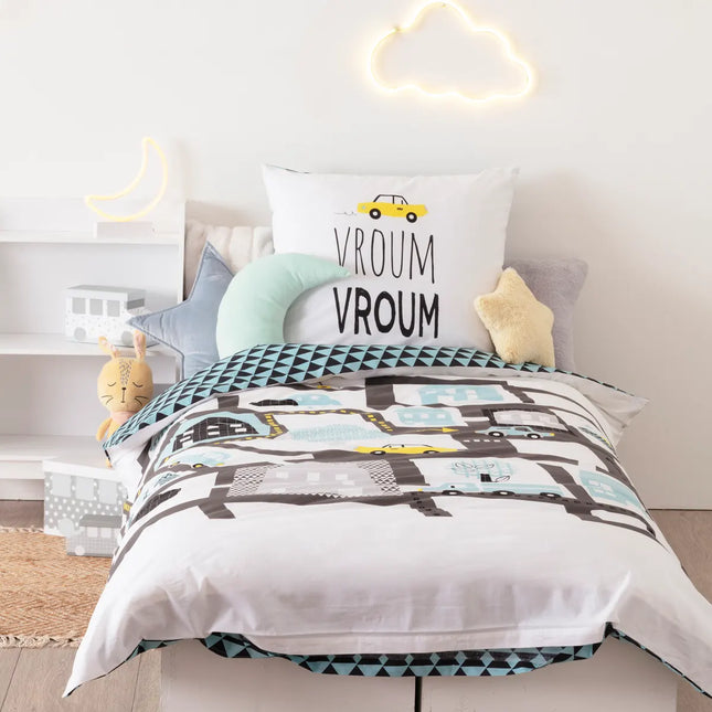 Juego de cama infantil "Route" 140x200cm en algodón - 174018D