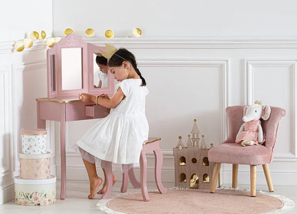 Tocador "Sissi" y su taburete rosa antiguo -  174254