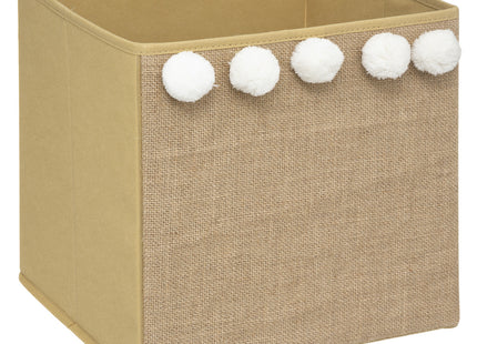 Organizador de yute marrón caramelo y pompones - 174304