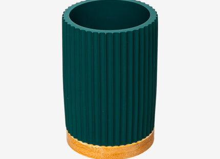 Portavasos y cepillo de dientes "Natureo" en resina azul petróleo - 174541D