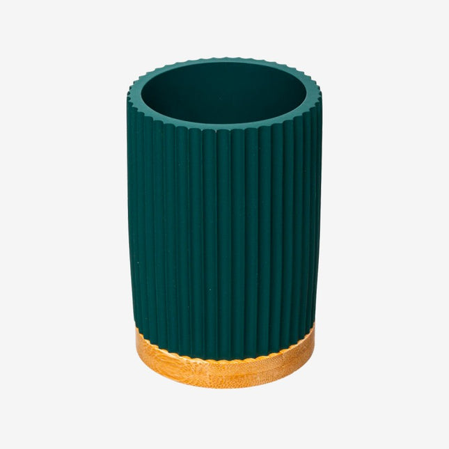 Portavasos y cepillo de dientes "Natureo" en resina azul petróleo - 174541D