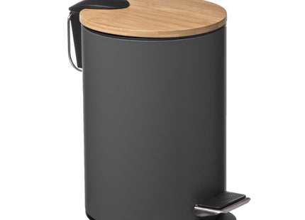 Basurero de 3L con tapa de Bambú gris - 174572A