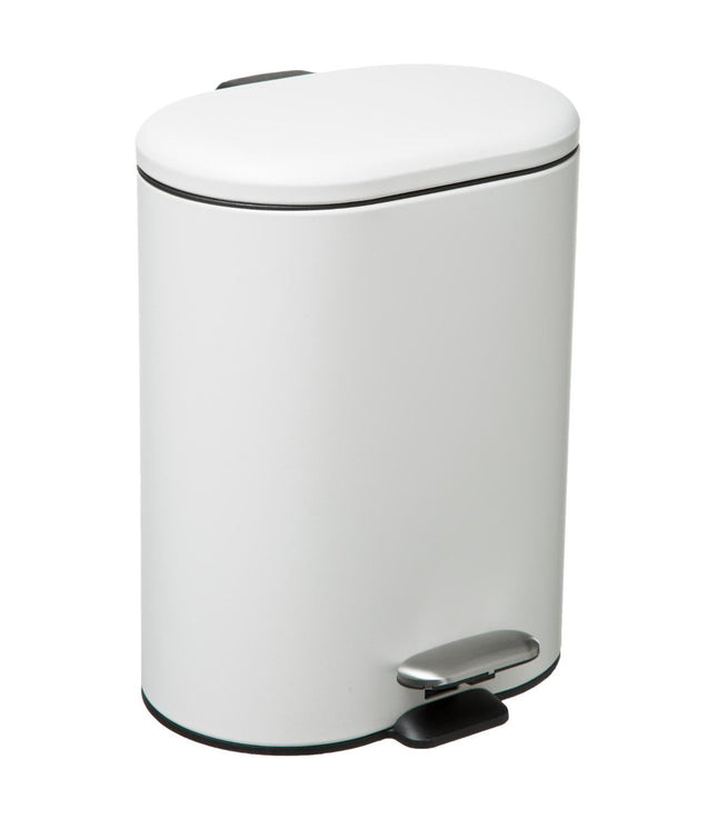 Basurero "Soft" de metal de 6L con apertura de pedal blanco - 174635A
