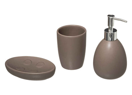 Set de 3 accesorios de baño en cerámica pardo - 174678G