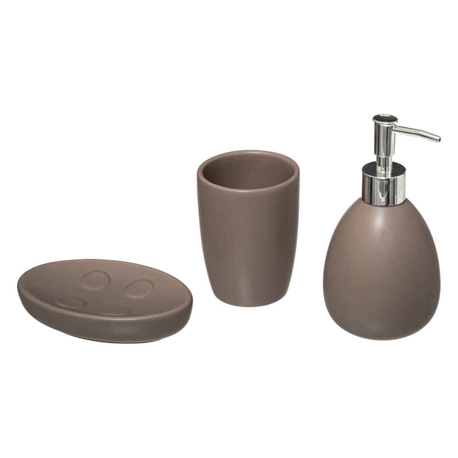 Set de 3 accesorios de baño en cerámica pardo - 174678G