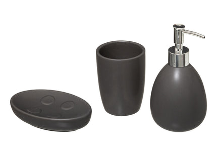 Set de 3 accesorios de baño en cerámica gris - 174678H