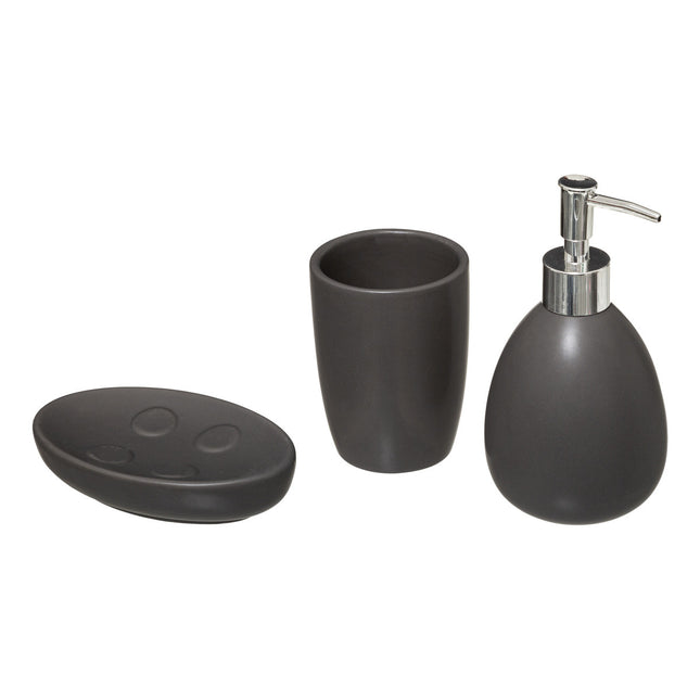 Set de 3 accesorios de baño en cerámica gris - 174678H