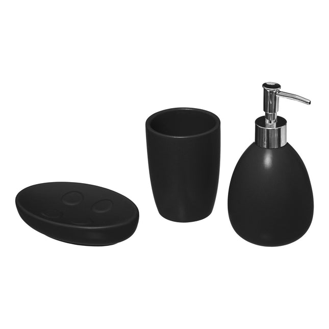 Set de 3 accesorios de baño en cerámica negro - 174678J