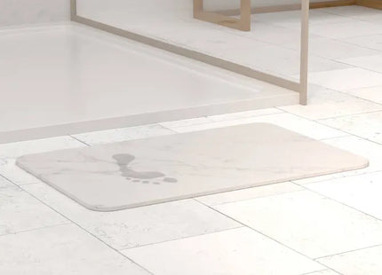 Alfombra de baño "Diatomite" 39x60cm efecto mármol blanco - 174683B