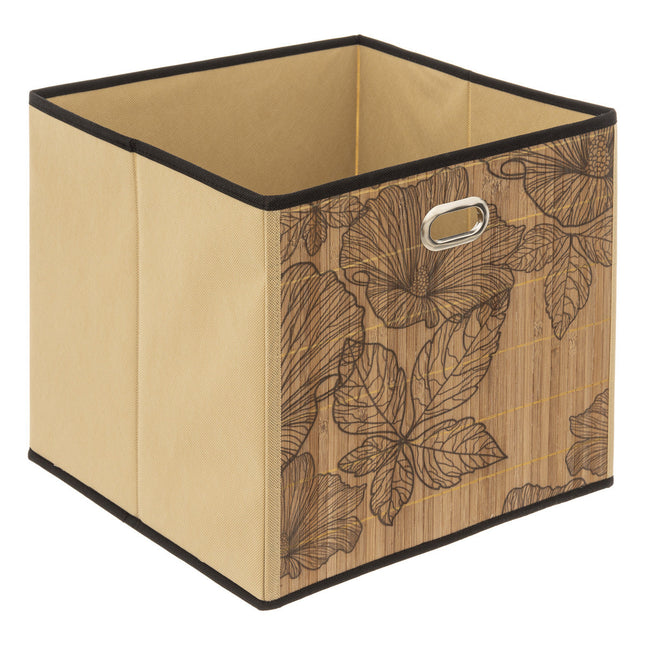 Caja de almacenamiento decorativa de bambú 31x31 "Blackflora" - 174694A
